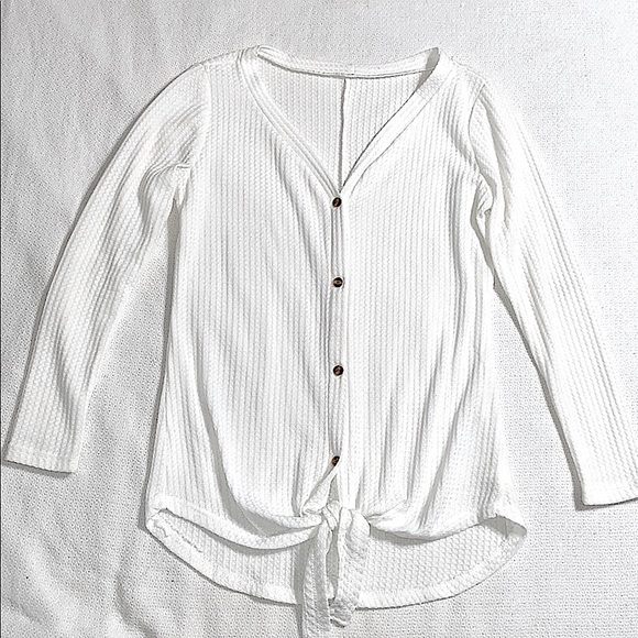 Tops - White waffle knit long sleeve